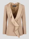 Alberta Ferretti Long-sleeved Suit Jacket With Lotus Leaf Edge