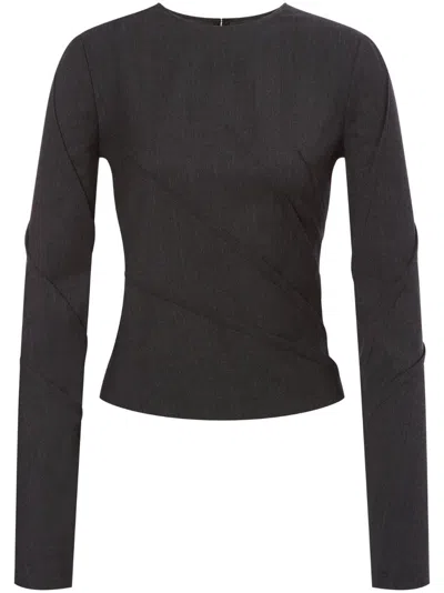 Alberta Ferretti Long-sleeves Gathered Top In Grey