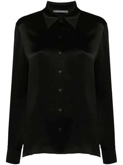 Alberta Ferretti Long-sleeves Satin Shirt In Black