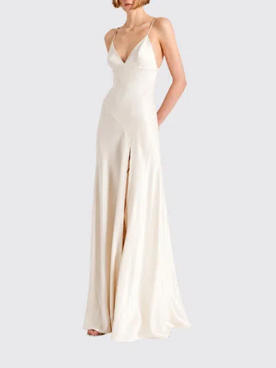 Alberta Ferretti Long Slip Dress In Viscose With Front Slit In White