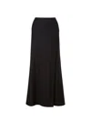 Alberta Ferretti Long Stretch Flannel Skirt With Flared Silhouette In Black