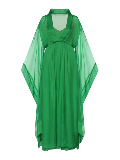 Alberta Ferretti Long Viscose Dress In Green