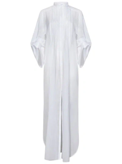 Alberta Ferretti Long White Cotton Organza Shirt Dress