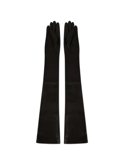 Alberta Ferretti Long-length Leather Gloves In Black