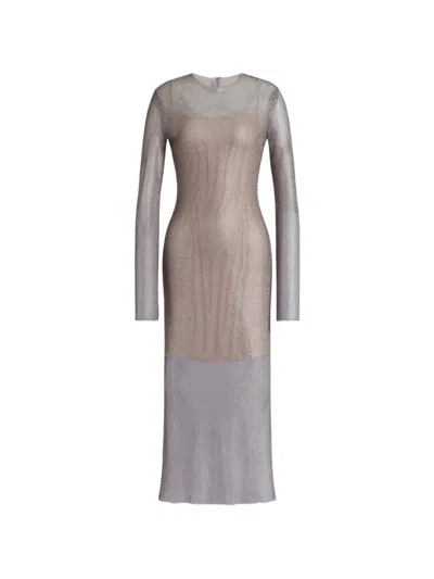 Alberta Ferretti Two-tone Silver Mesh Dress With Fitted Silhouette In Gray
