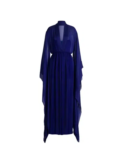 Alberta Ferretti Long-sleeve Maxi Dress In Blue