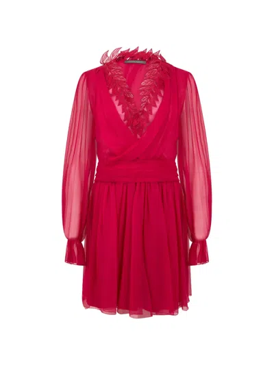 Alberta Ferretti Long-sleeve Mini Dress In Red