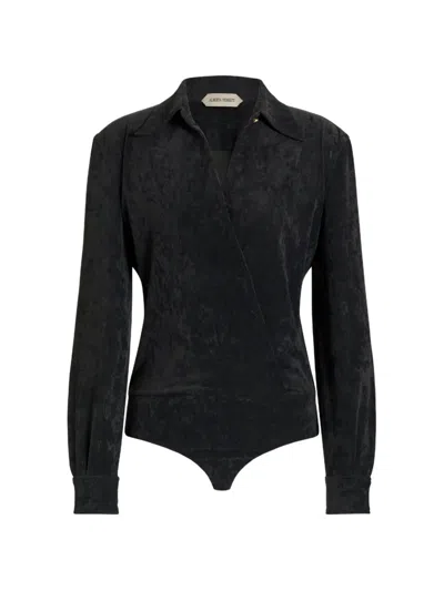 Alberta Ferretti Long-sleeved Bodysuit In Gray