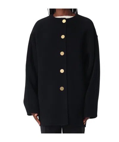Alberta Ferretti Long-sleeved Coat In Black