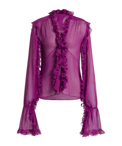 Alberta Ferretti Long-sleeved Cover-up In Purple