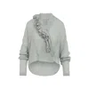 Alberta Ferretti Loose-fitting Grey Shirt With Ruffled Trim In Gray