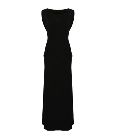 Alberta Ferretti Low-back Crepe Maxi Dress In Schwarz