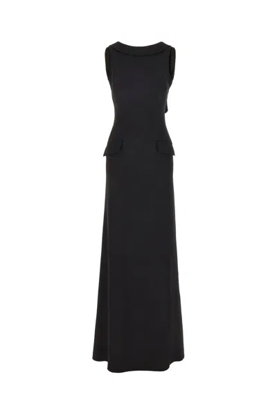 Alberta Ferretti Low-back Sleeveless Maxi Dress In Black