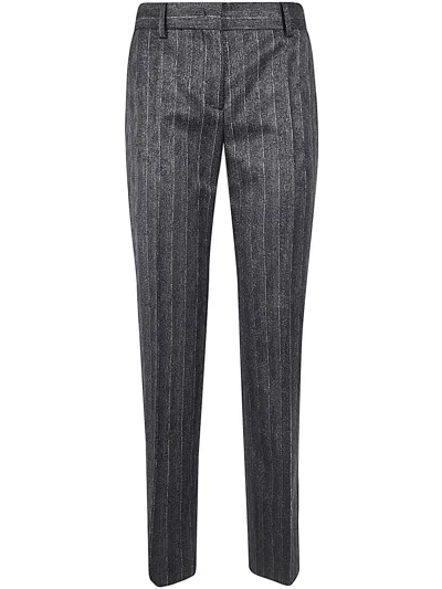 Alberta Ferretti Lurex Stright Trousers In Black