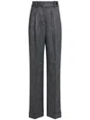 Alberta Ferretti Tailored Straight-leg Trousers With Subtle Pinstripe Pattern In Gray
