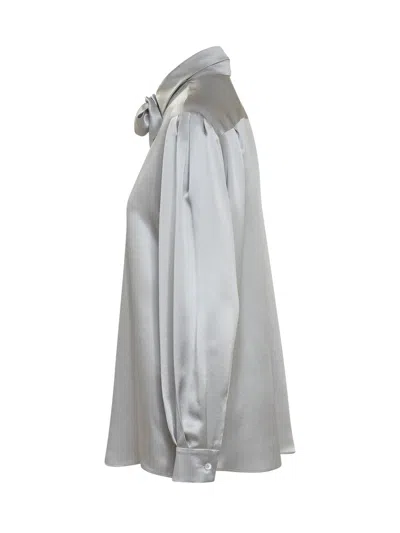 Alberta Ferretti Luxurious Silk Button-up Shirt In Silver