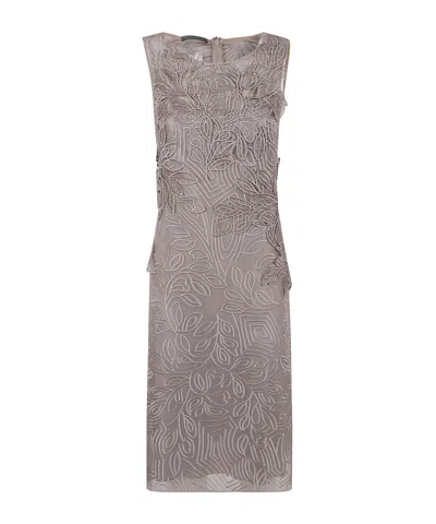 ALBERTA FERRETTI ALBERTA FERRETTI FOLIAGE MACRAMÉ LACE MIDI DRESS