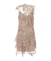 Alberta Ferretti Lace Short Dress In Beige In Nude