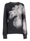 Alberta Ferretti Abstract Floral Pattern Knit Sweater In Black