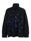 Alberta Ferretti Women Black High-neck Jumper With All-over Crystals Embellishment In Wool And Silk  In Black