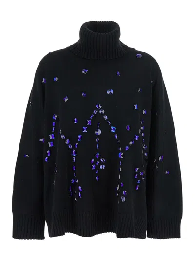 Alberta Ferretti Maglia Lana Merinos Seta Cashmere In Black