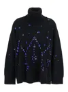 Alberta Ferretti Women Black High-neck Jumper With All-over Crystals Embellishment In Wool And Silk  In Black