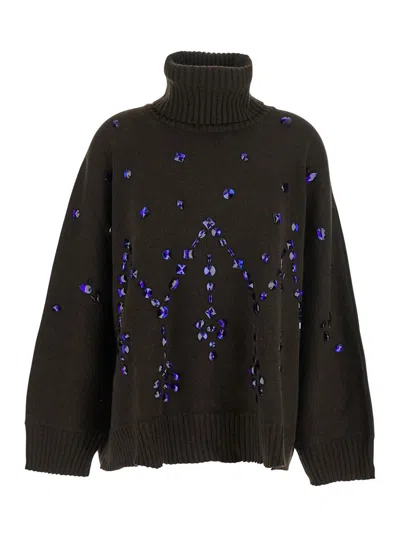 Alberta Ferretti Maglia Lana Merinos Seta Cashmere In Brown