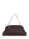 Alberta Ferretti Women Brown Handbag With Removable Handle And Clasp Closure In Leather Woman In Burgundy