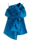 Alberta Ferretti Maxi Bow Top In Teal Blue Color In Azul Claro