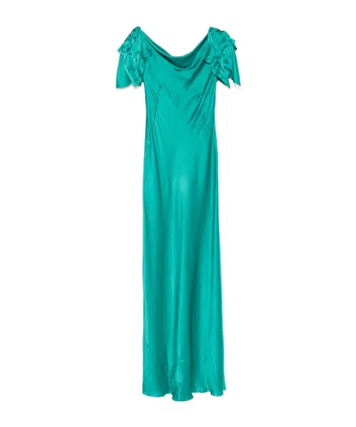 Alberta Ferretti Satin Maxi Dress In Green