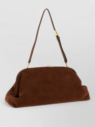 Alberta Ferretti Maxi Pouch Shoulder Bag Adjustable Strap In Brown