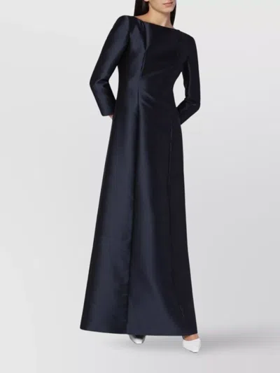 Alberta Ferretti Maxi Silk Blend Dress With Long Sleeves In Black