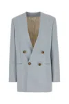 Alberta Ferretti Jacket Long Sleeves Padded Shoulders Buttons Lapels In Blue