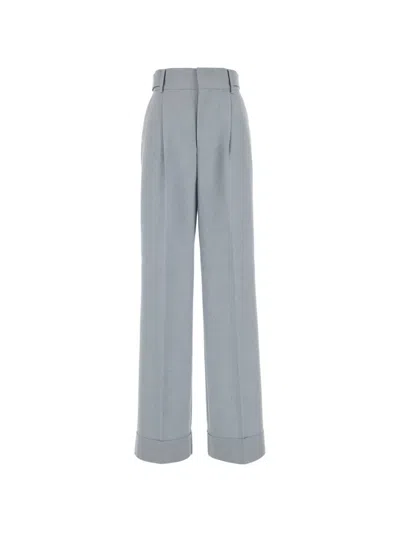 Alberta Ferretti Melange Turn-up Trousers In Blue