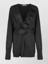 Alberta Ferretti Alberta Ferreti Sweater In Merino Wool With Floral Embroidery In Black