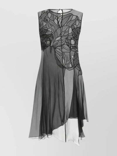ALBERTA FERRETTI MESH AND LACE BLOUSE WITH SHEER OVERLAY
