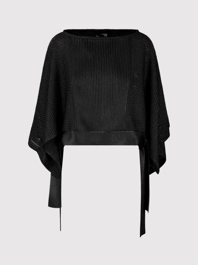 Alberta Ferretti Mesh Knitted Poncho Sweater Sweater Black