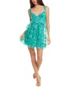 Alberta Ferretti Mesh Lace Babydoll Dress In Multi