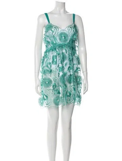 Pre-owned Alberta Ferretti Mesh Mini Dress In Green
