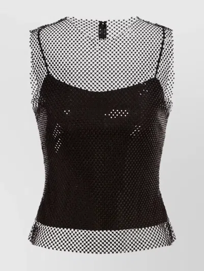 ALBERTA FERRETTI MESH OVERLAY SLEEVELESS SCOOP NECK TOP