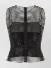 Alberta Ferretti Mesh Overlay Sleeveless Scoop Neck Top In Black