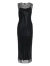 Alberta Ferretti Mesh-paneled Midi Dress In Black