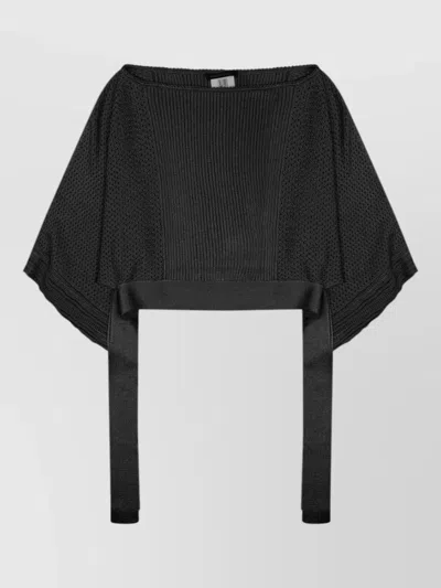 Alberta Ferretti Women Mesh Knitted Poncho Sweater In Black