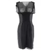 Alberta Ferretti Mesh Smocked Dress In Black Silk In Black