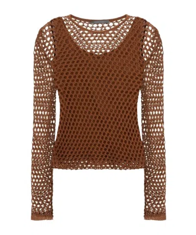 ALBERTA FERRETTI MESH LONG-SLEEVES TOP