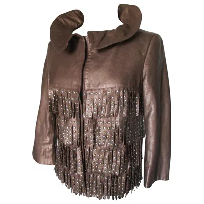 Pre-owned Alberta Ferretti Metallic Fringe Leather Jacket In Black