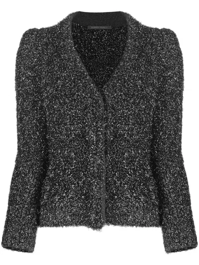 Alberta Ferretti Metallic Knitted Jacket In Grau