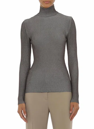 Alberta Ferretti Metallic Sweater In Brown In Gray