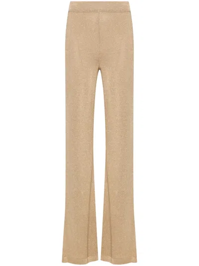 Alberta Ferretti Metallic-threading Palazzo Pants In Gold