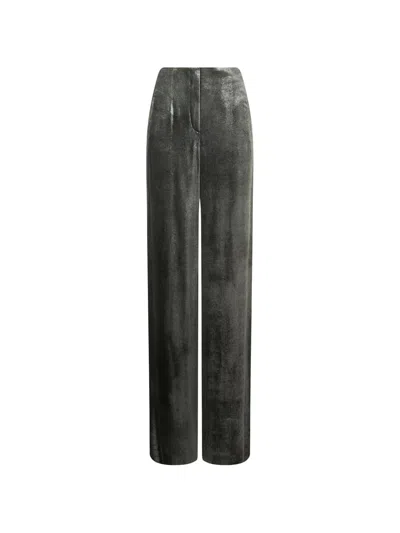 Alberta Ferretti Metallic-effect Straight-leg Trousers In Black